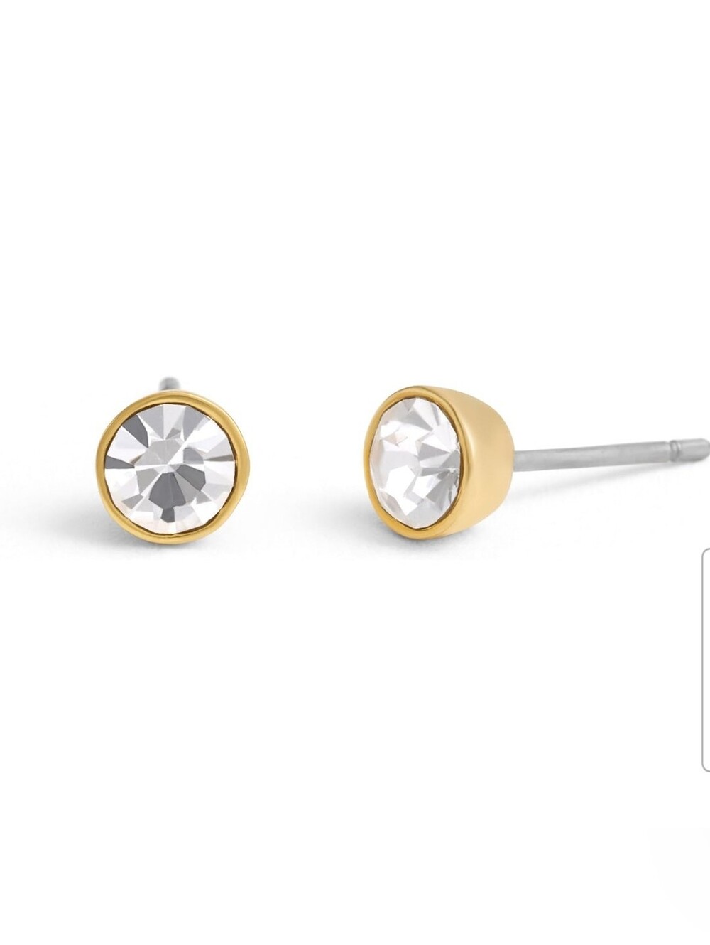 Coach Gold-Tone Stud Earrings with Clear Crystal Centers and Dust Bag - Picture 2 of 7